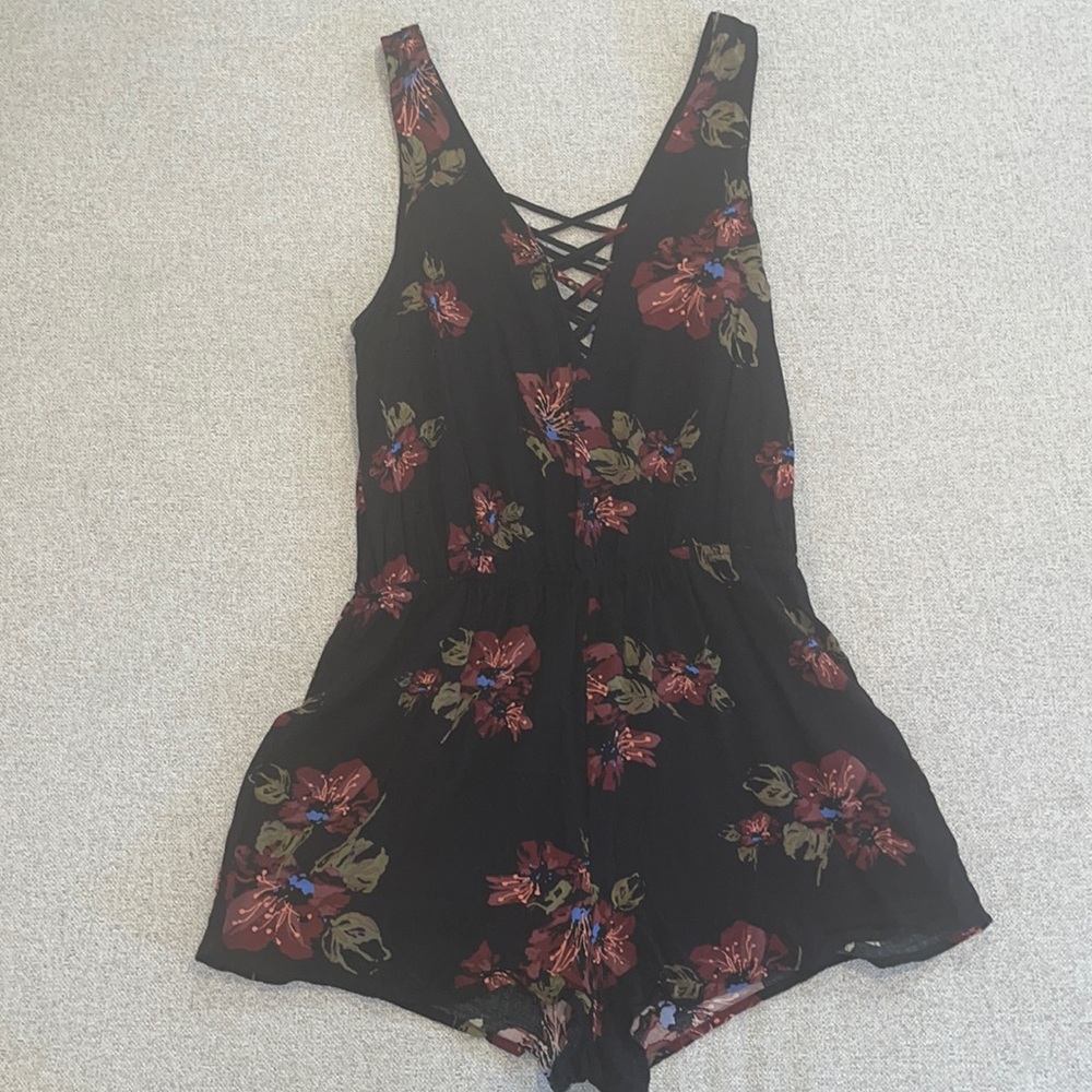 PacSun Kendall & Kylie Black & Purple Floral Romper
